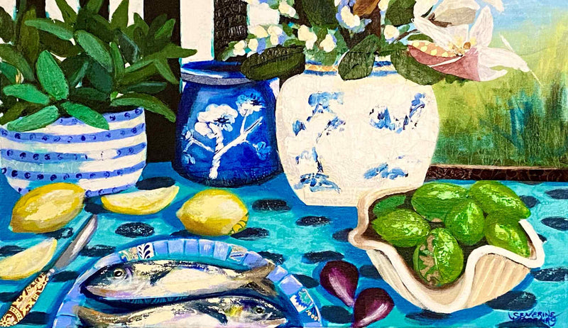 Painting fish on a plate